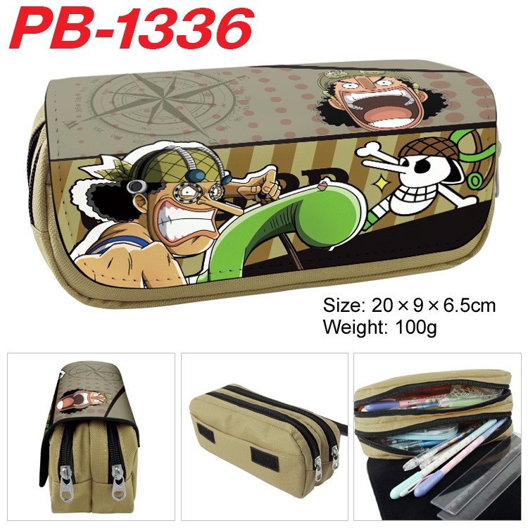 One Piece Cartoon double-layer zipper canvas stationery case pencil Bag 20×9×6.5cm PB-1336