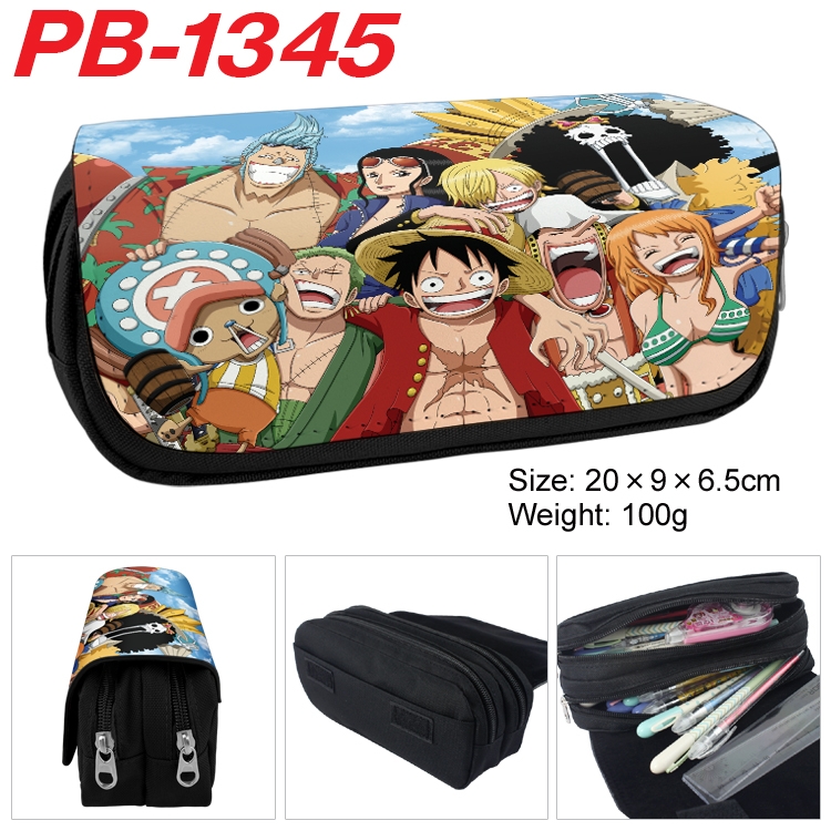 One Piece Cartoon double-layer zipper canvas stationery case pencil Bag 20×9×6.5cm PB-1345