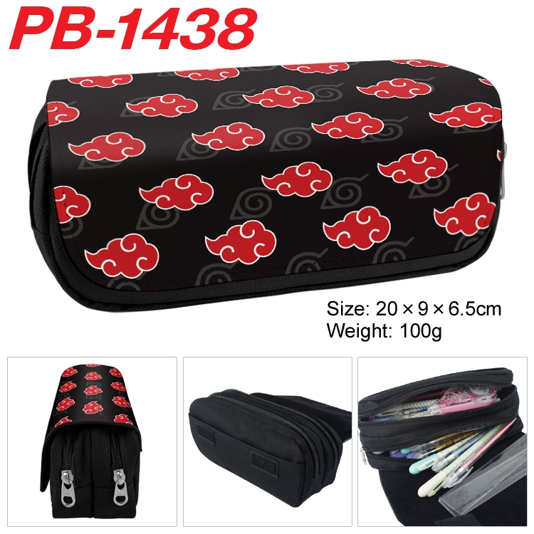 Naruto Cartoon double-layer zipper canvas stationery case pencil Bag 20×9×6.5cm PB-1438