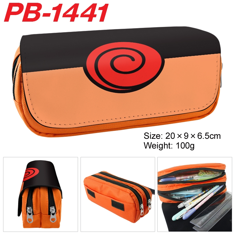 Naruto Cartoon double-layer zipper canvas stationery case pencil Bag 20×9×6.5cm PB-1441