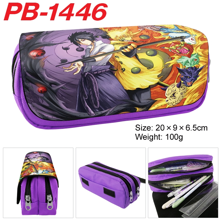 Naruto Cartoon double-layer zipper canvas stationery case pencil Bag 20×9×6.5cm  PB-1446