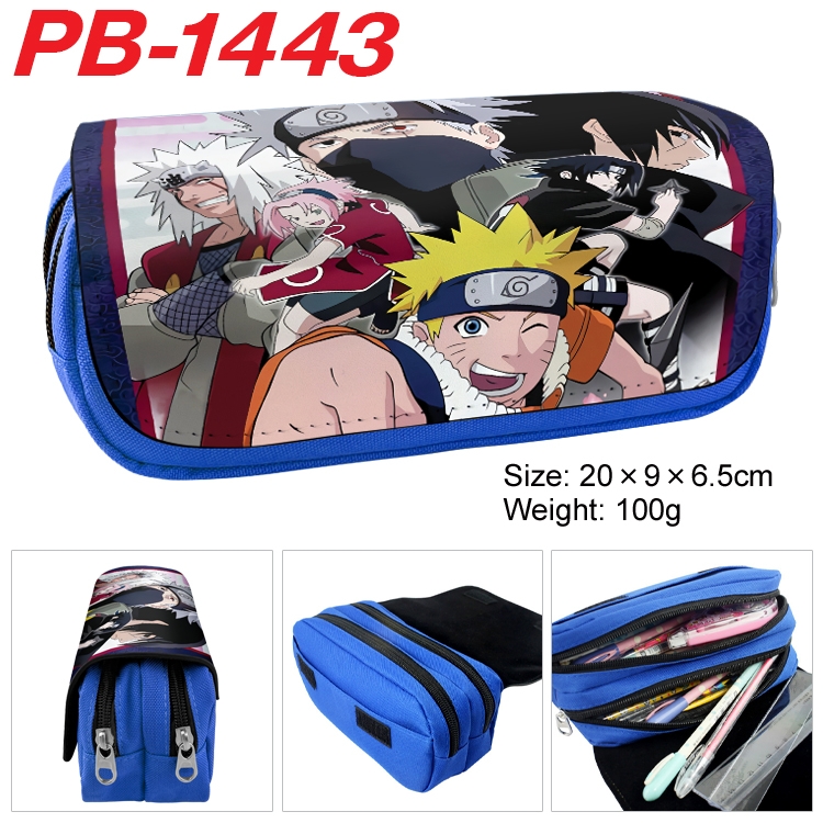 Naruto Cartoon double-layer zipper canvas stationery case pencil Bag 20×9×6.5cm PB-1443