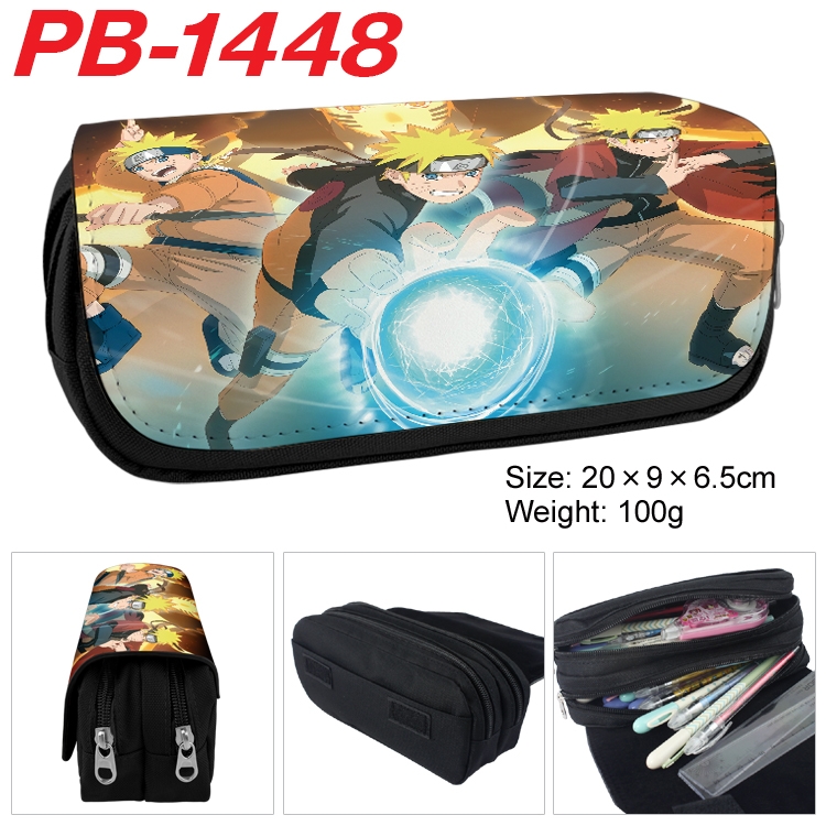 Naruto Cartoon double-layer zipper canvas stationery case pencil Bag 20×9×6.5cm PB-1448