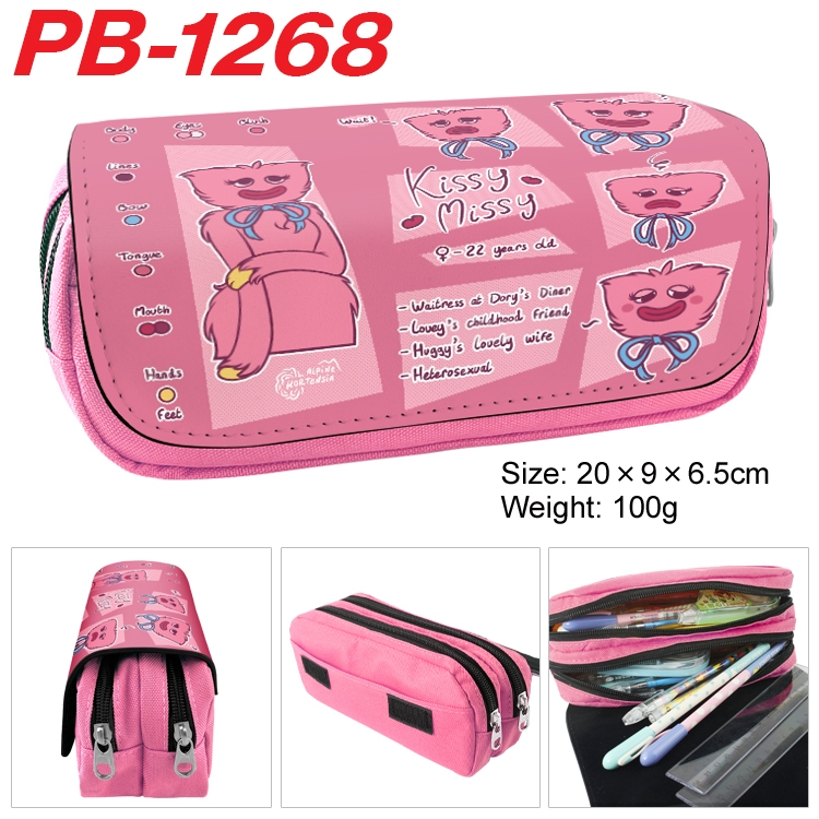 Poppy Playtime Cartoon double-layer zipper canvas stationery case pencil Bag 20×9×6.5cm PB-1268