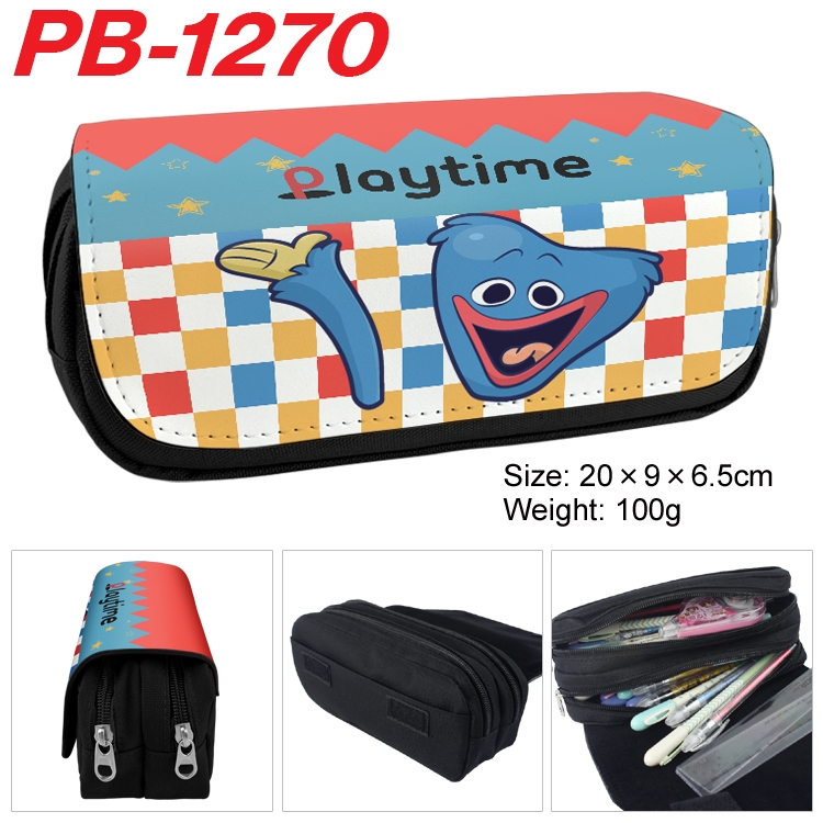 Poppy Playtime Cartoon double-layer zipper canvas stationery case pencil Bag 20×9×6.5cm PB-1270