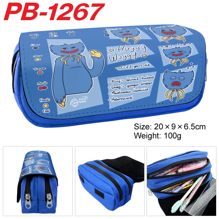 Poppy Playtime Cartoon double-layer zipper canvas stationery case pencil Bag 20×9×6.5cm PB-1267