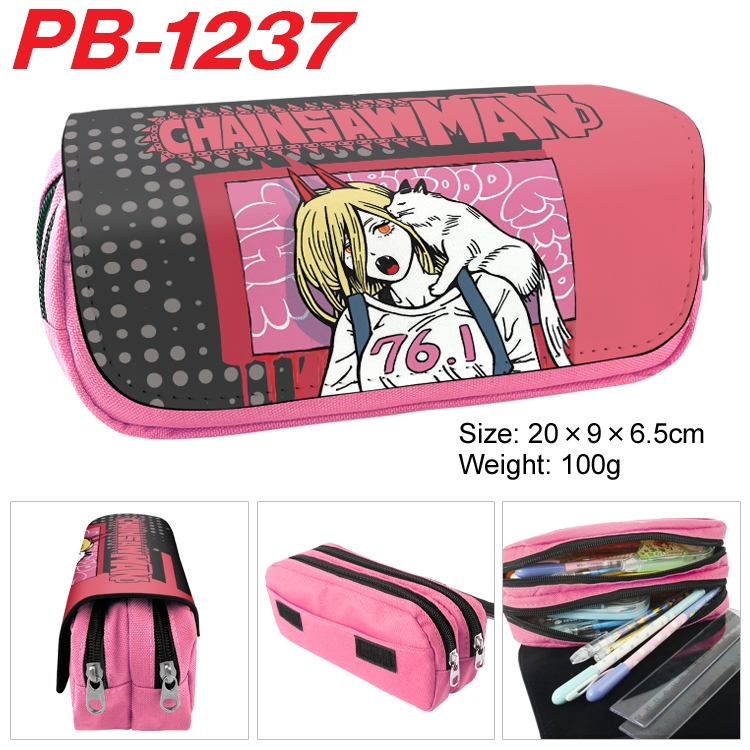 Chainsaw man Cartoon double-layer zipper canvas stationery case pencil Bag 20×9×6.5cm  PB-1237