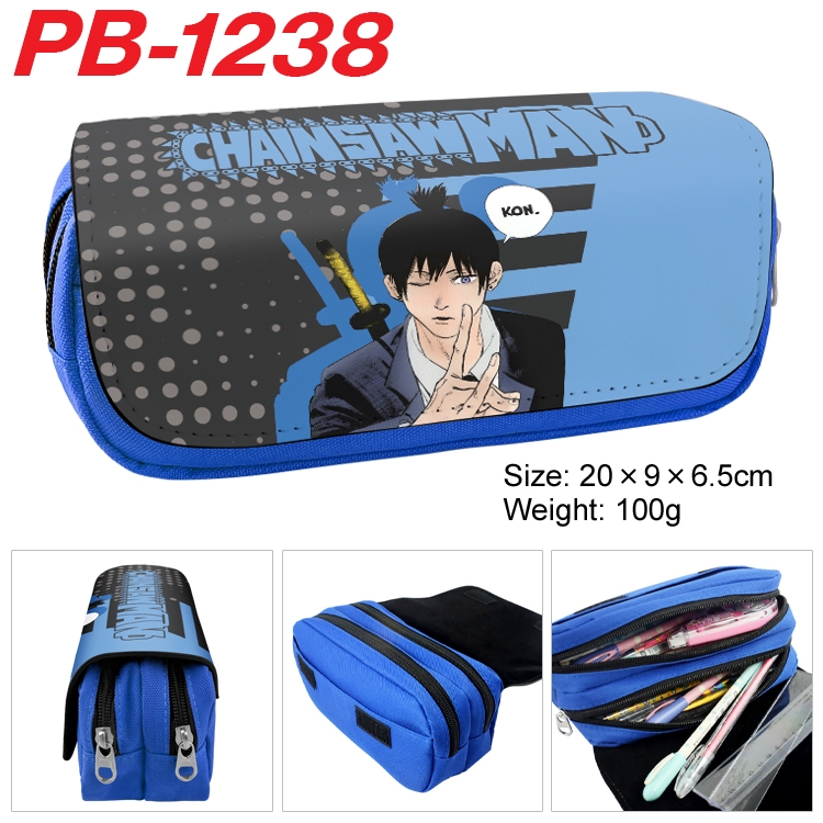 Chainsaw man Cartoon double-layer zipper canvas stationery case pencil Bag 20×9×6.5cm  PB-1238