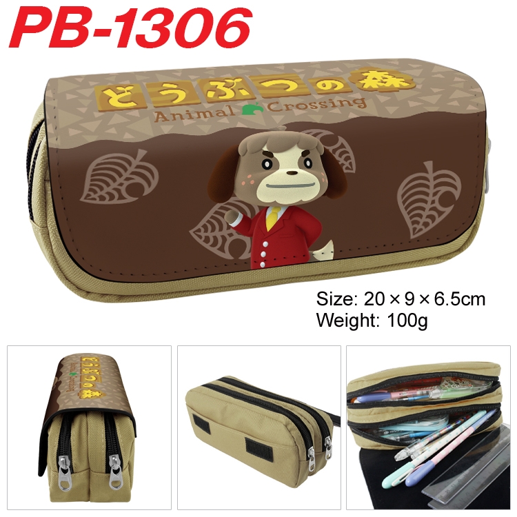 Animal Crossing  Cartoon double-layer zipper canvas stationery case pencil Bag 20×9×6.5cm PB-1306