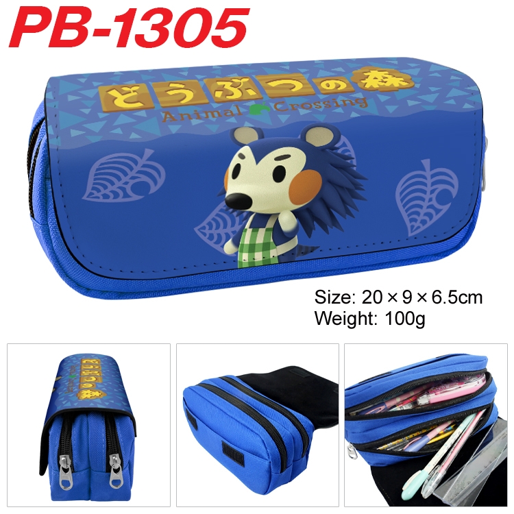 Animal Crossing  Cartoon double-layer zipper canvas stationery case pencil Bag 20×9×6.5cm PB-1305