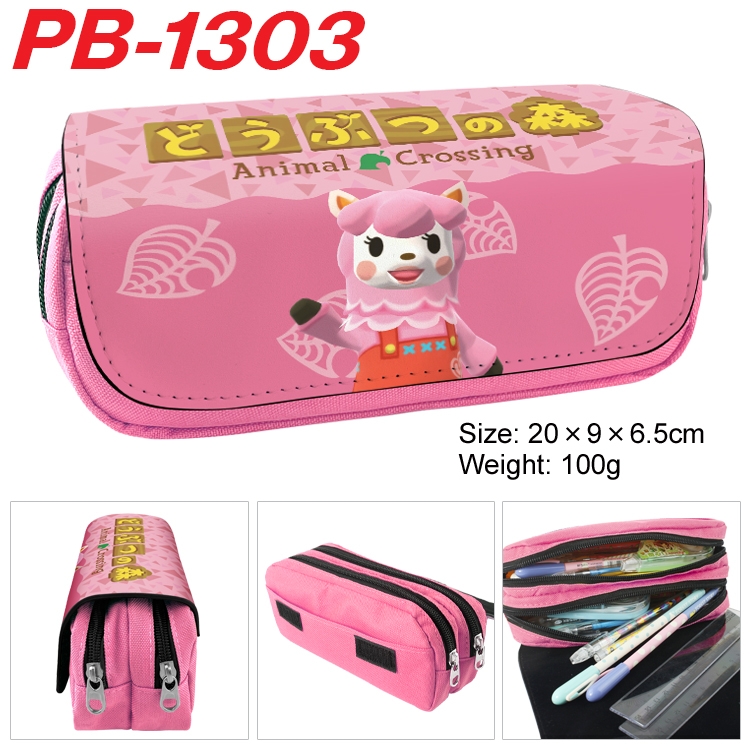 Animal Crossing  Cartoon double-layer zipper canvas stationery case pencil Bag 20×9×6.5cm PB-1303