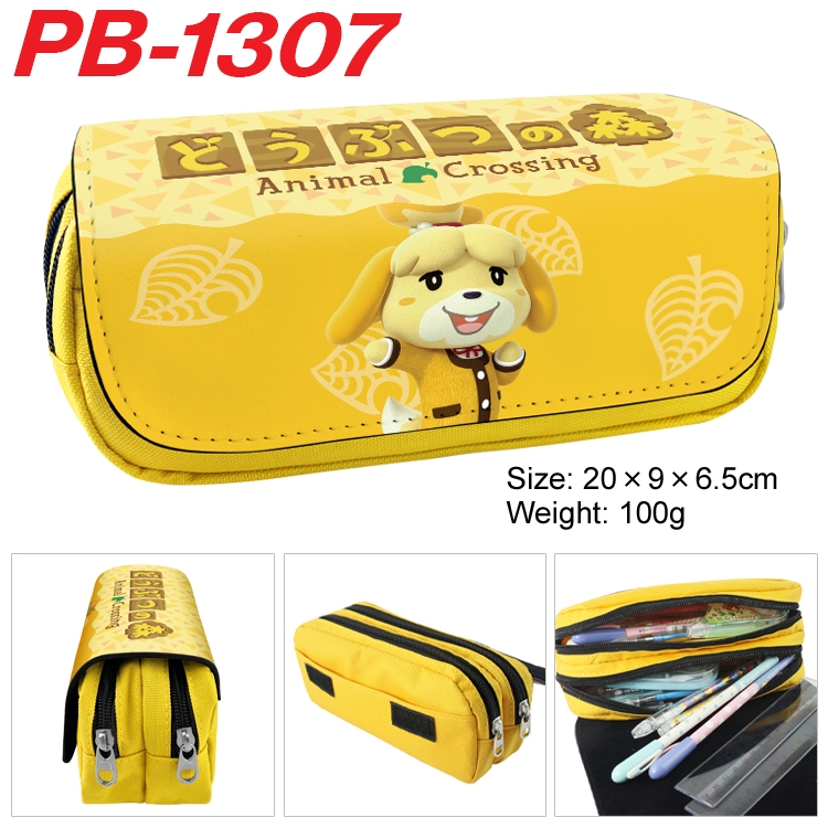 Animal Crossing  Cartoon double-layer zipper canvas stationery case pencil Bag 20×9×6.5cm PB-1307