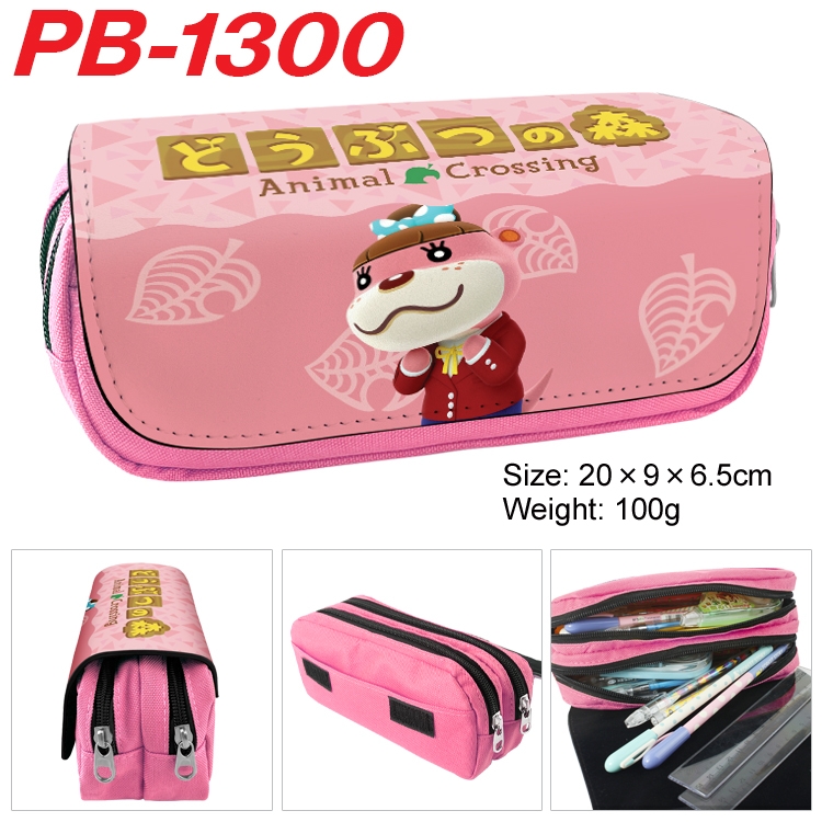 Animal Crossing  Cartoon double-layer zipper canvas stationery case pencil Bag 20×9×6.5cm PB-1300