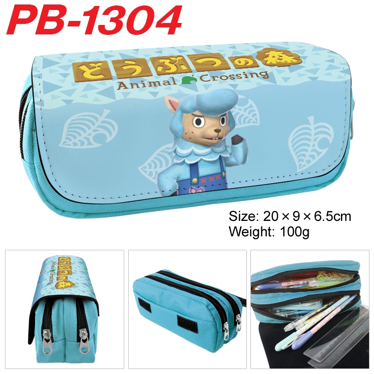 Animal Crossing  Cartoon double-layer zipper canvas stationery case pencil Bag 20×9×6.5cm PB-1304