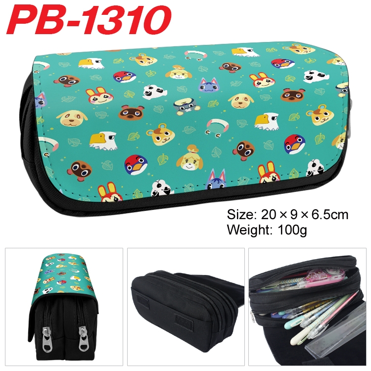 Animal Crossing  Cartoon double-layer zipper canvas stationery case pencil Bag 20×9×6.5cm PB-1310