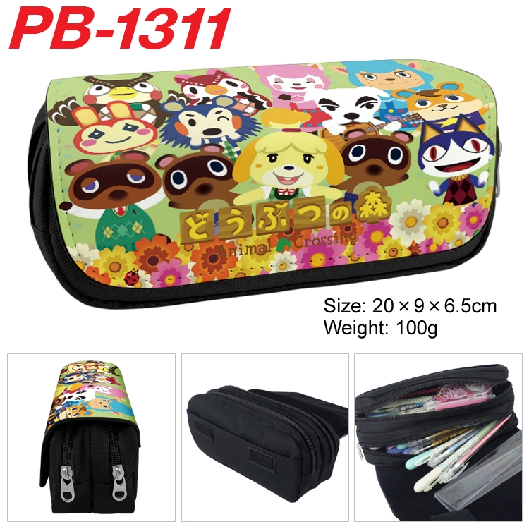 Animal Crossing  Cartoon double-layer zipper canvas stationery case pencil Bag 20×9×6.5cm PB-1311