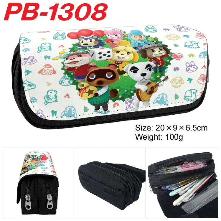 Animal Crossing  Cartoon double-layer zipper canvas stationery case pencil Bag 20×9×6.5cm PB-1308