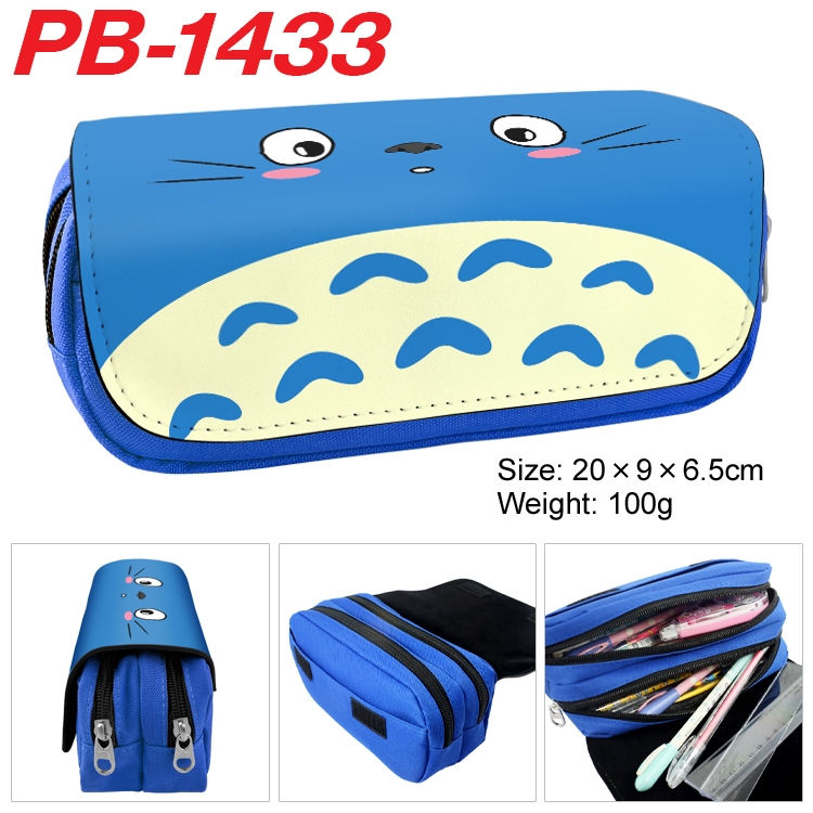 TOTORO  Cartoon double-layer zipper canvas stationery case pencil Bag 20×9×6.5cm PB-1433