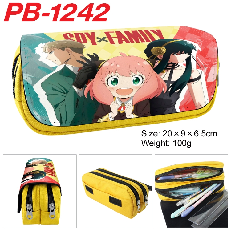 SPY×FAMILY Cartoon double-layer zipper canvas stationery case pencil Bag 20×9×6.5cm   PB-1242