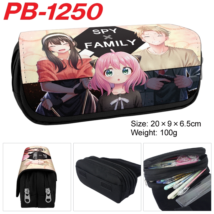 SPY×FAMILY Cartoon double-layer zipper canvas stationery case pencil Bag 20×9×6.5cm  PB-1250