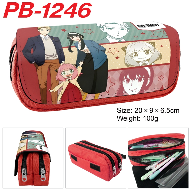 SPY×FAMILY Cartoon double-layer zipper canvas stationery case pencil Bag 20×9×6.5cm  PB-1246