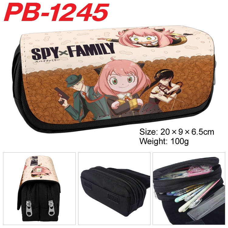 SPY×FAMILY Cartoon double-layer zipper canvas stationery case pencil Bag 20×9×6.5cm   PB-1245