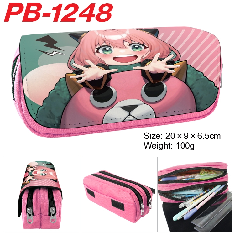 SPY×FAMILY Cartoon double-layer zipper canvas stationery case pencil Bag 20×9×6.5cm  PB-1248