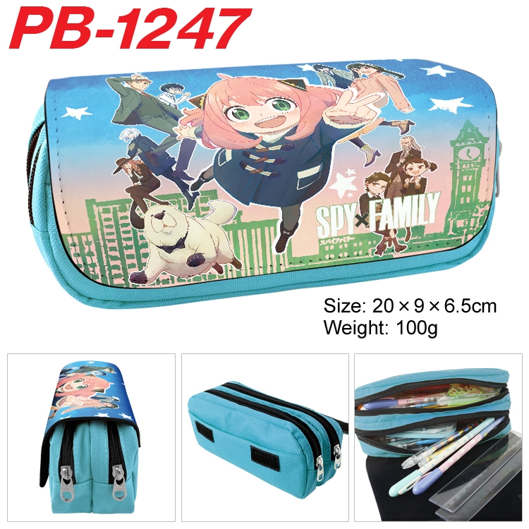 SPY×FAMILY Cartoon double-layer zipper canvas stationery case pencil Bag 20×9×6.5cm  PB-1247