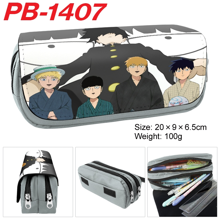 Mob Psycho 100 Cartoon double-layer zipper canvas stationery case pencil Bag 20×9×6.5cm PB-1407