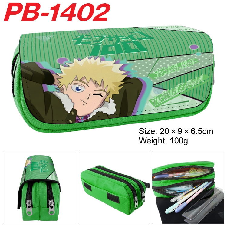 Mob Psycho 100 Cartoon double-layer zipper canvas stationery case pencil Bag 20×9×6.5cm PB-1402