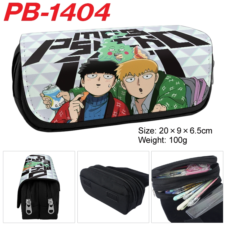 Mob Psycho 100 Cartoon double-layer zipper canvas stationery case pencil Bag 20×9×6.5cm  PB-1404