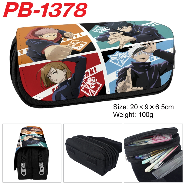 Jujutsu Kaisen Cartoon double-layer zipper canvas stationery case pencil Bag 20×9×6.5cm PB-1378