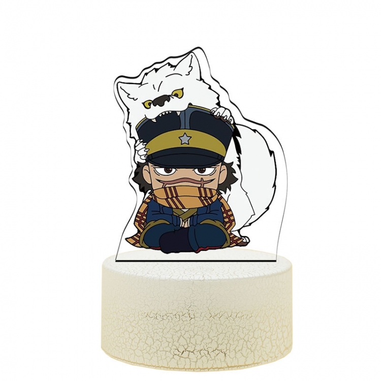 Golden Kamuy 3  Acrylic night light 16 kinds of color changing USB interface box 14X7X4CM white base