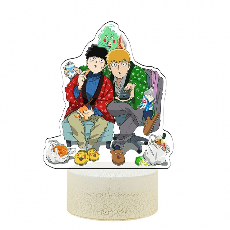 Mob Psycho 100 Acrylic night light 16 kinds of color changing USB interface box 14X7X4CM white base