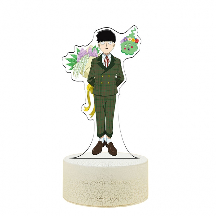 Mob Psycho 100 Acrylic night light 16 kinds of color changing USB interface box 14X7X4CM white base