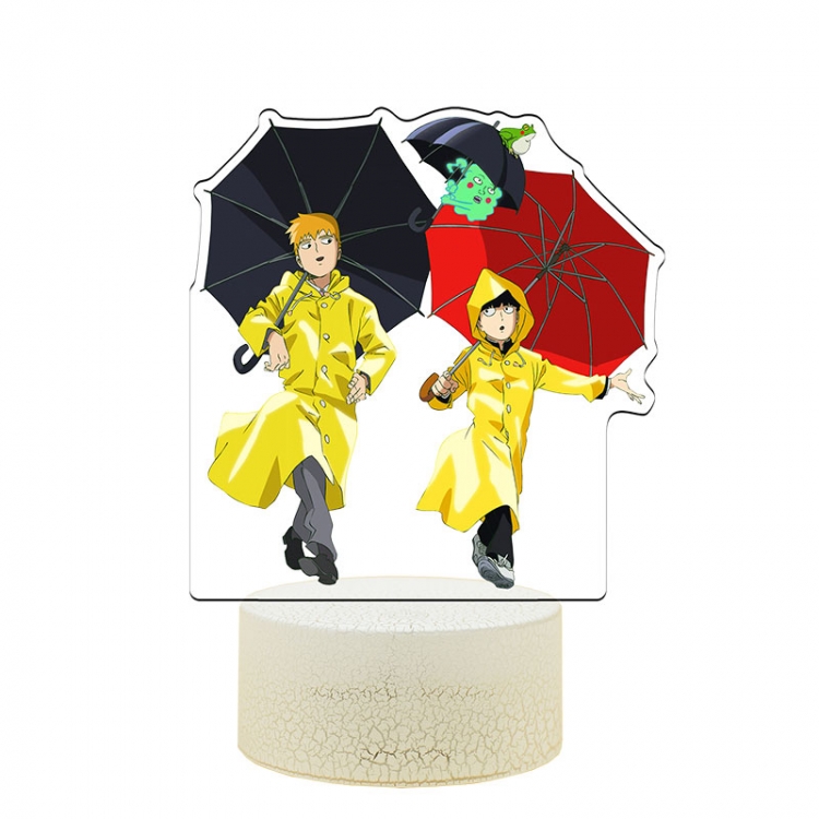 Mob Psycho 100 Acrylic night light 16 kinds of color changing USB interface box 14X7X4CM white base