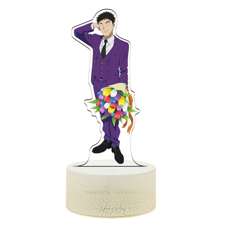 Mob Psycho 100 Acrylic night light 16 kinds of color changing USB interface box 14X7X4CM white base