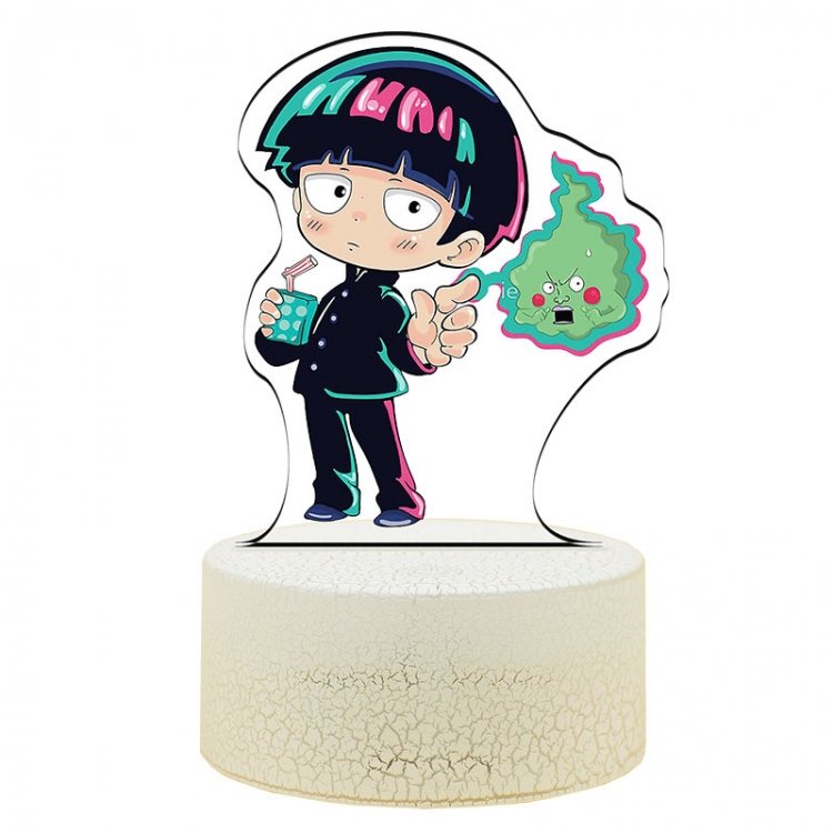 Mob Psycho 100 Acrylic night light 16 kinds of color changing USB interface box 14X7X4CM white base
