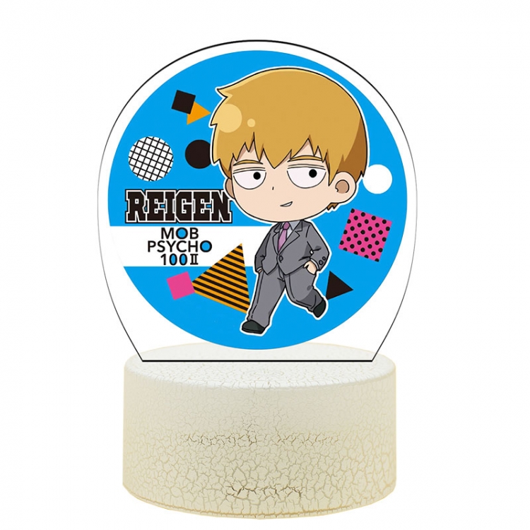 Mob Psycho 100 Acrylic night light 16 kinds of color changing USB interface box 14X7X4CM white base