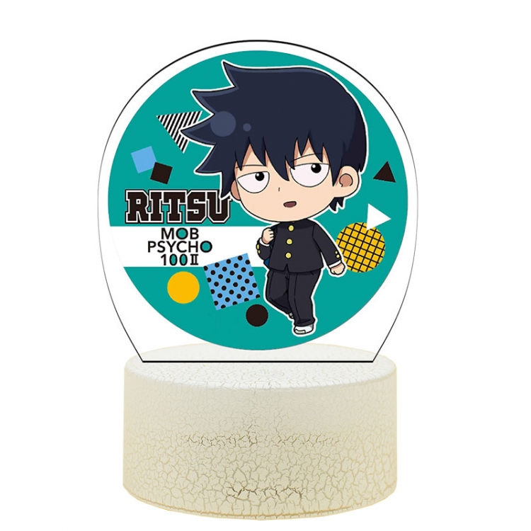 Mob Psycho 100 Acrylic night light 16 kinds of color changing USB interface box 14X7X4CM white base