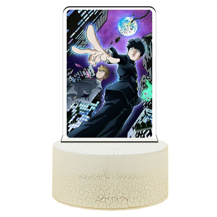 Mob Psycho 100 Acrylic night light 16 kinds of color changing USB interface box 14X7X4CM white base