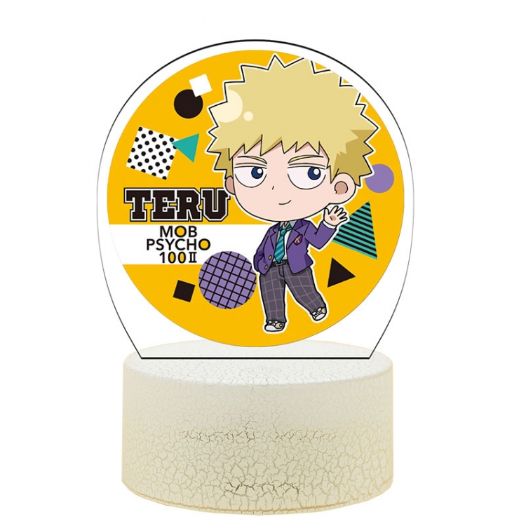 Mob Psycho 100 Acrylic night light 16 kinds of color changing USB interface box 14X7X4CM white base