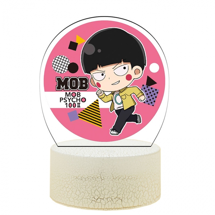 Mob Psycho 100 Acrylic night light 16 kinds of color changing USB interface box 14X7X4CM white base