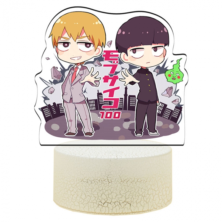 Mob Psycho 100 Acrylic night light 16 kinds of color changing USB interface box 14X7X4CM white base