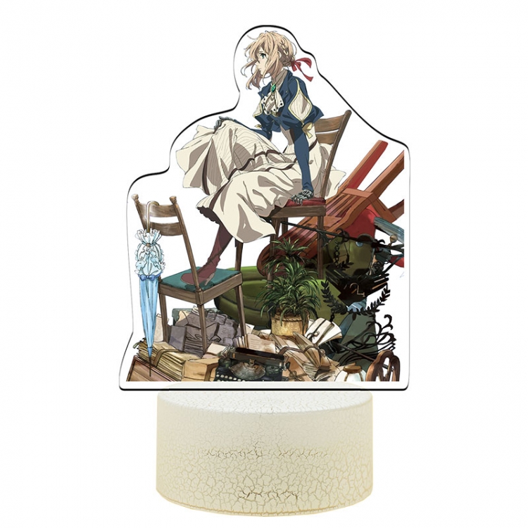 Violet Evergarden Acrylic Night Light 16 Color-changing USB Interface Box Set 19X7X4CM white base