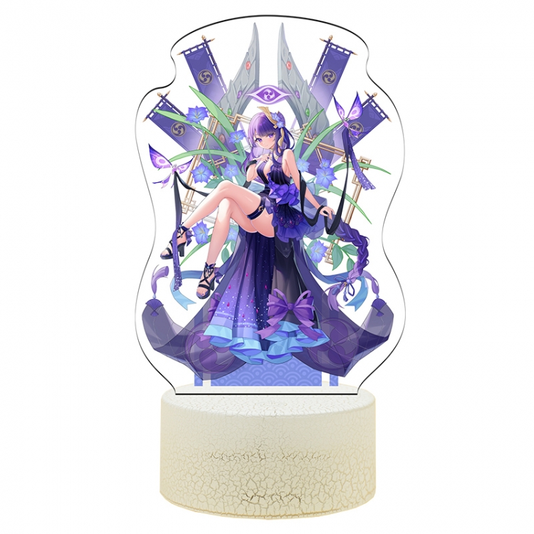 Genshin Impact Acrylic Night Light 16 Color-changing USB Interface Box Set 19X7X4CM white base