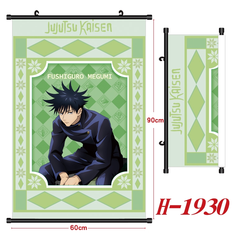 Jujutsu Kaisen Anime Black Plastic Rod Canvas Painting Wall Scroll 60X90CM  H-1930