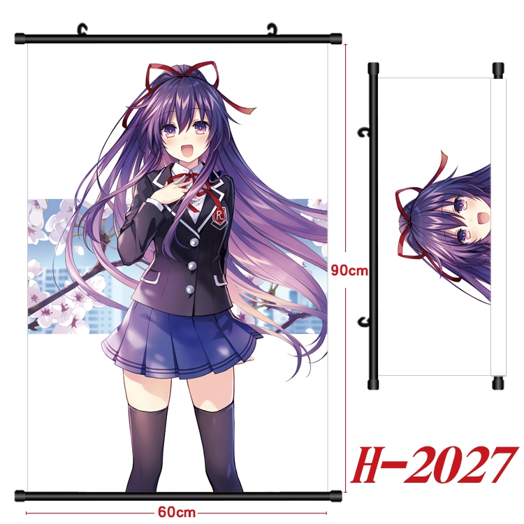 Date-A-Live Anime Black Plastic Rod Canvas Painting Wall Scroll 60X90CM H-2027