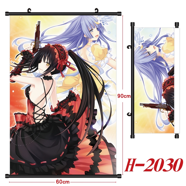 Date-A-Live Anime Black Plastic Rod Canvas Painting Wall Scroll 60X90CM H-2030