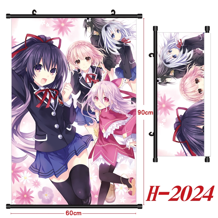 Date-A-Live Anime Black Plastic Rod Canvas Painting Wall Scroll 60X90CM H-2024
